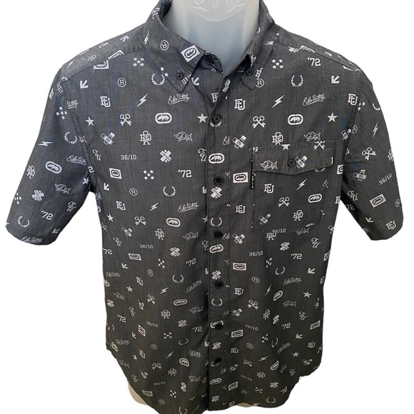 Ecko Unlimited Other - ECKO Unlimited Rhino Skate Short Sleeve Collared Shirt Men S Small
